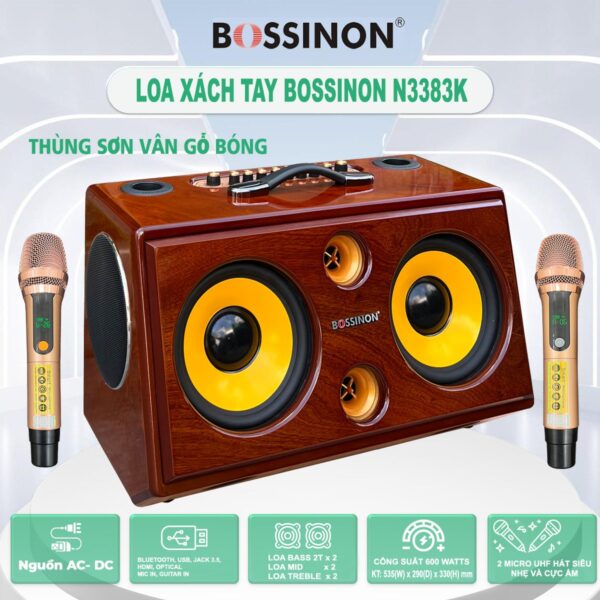 Loa Xách Tay BOSSINON Bass 2 Tấc N3383K | Loa Chuyên Karaoke, Nghe Nhạc