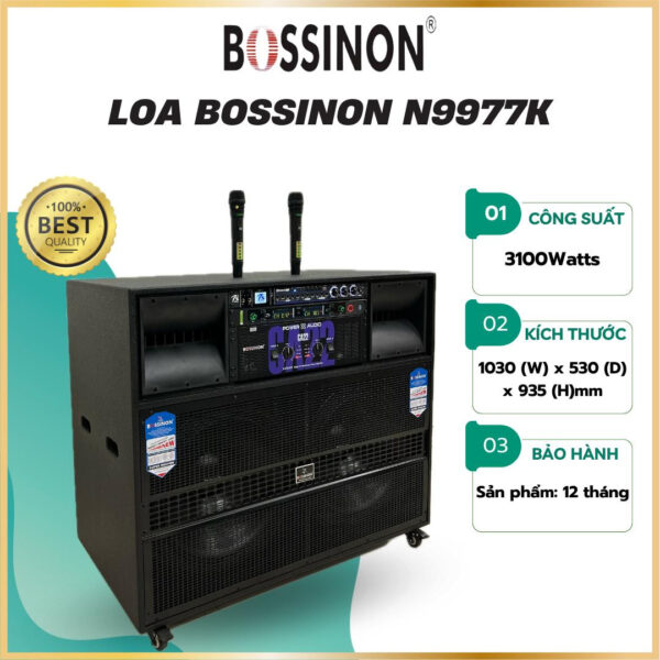 Loa tủ điện Bossinon Bass Đôi 5 Tấc N9977K | Loa Dùng Điện Chuyên Karaoke, Nghe Nhạc