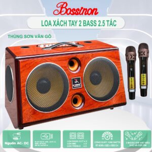 Loa Xách Tay BOSSINON Bass 2T5 N2534K- Thùng gỗ sơn phủ bóng chống trầy tối đa| Loa Chuyên Karaoke, Nghe Nhạc