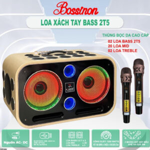 Loa Xách Tay BOSSINON Bass 2T5 K25 PRO- 24 đường tiếng - Thùng bọc da cao cấp | Loa Chuyên Karaoke, Nghe Nhạc