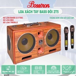 LOA XÁCH TAY BOSSINON BASS 2T5 N2545K- THÙNG SƠN GỖ PHỦ BÓNG| LOA CHUYÊN KARAOKE, NGHE NHẠC,...
