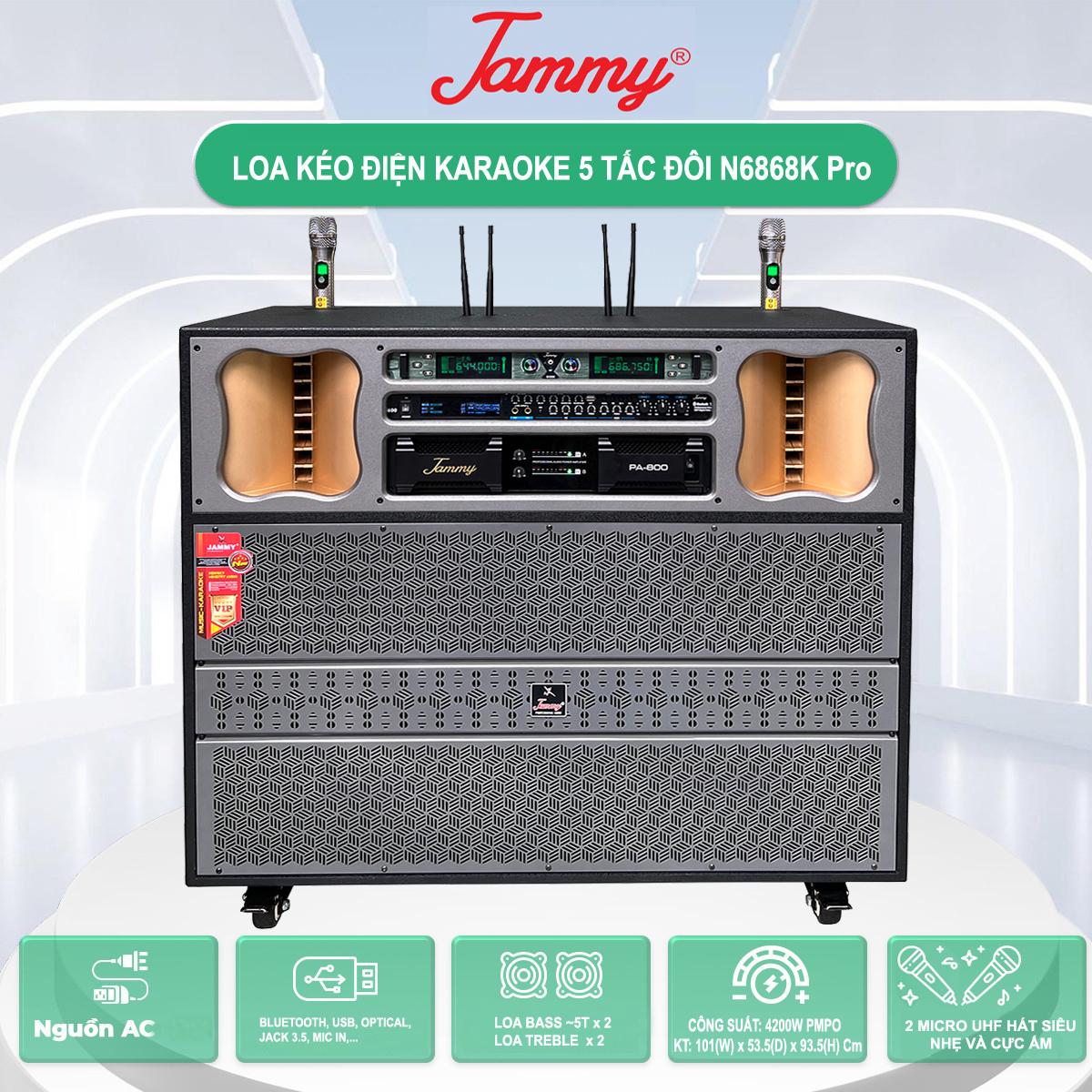 Loa Điện JAMMY Bass Đôi 5 Tấc N6868K PRO | Loa Dùng Điện trực tiếp Chuyên Karaoke, Nghe Nhạc-MICRO Bắt sóng xuyên tường lên đến 80 mét