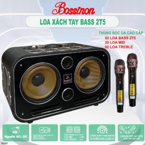 Loa Xách Tay BOSSINON Bass 2T5 N2536K- 24 đường tiếng - Màu đen - Thùng bọc da cao cấp | Loa Chuyên Karaoke, Nghe Nhạc