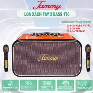 Loa xách tay mini JAMMY S216K – Công suất 600W - THÙNG SƠN VÂN GỖ PHỦ BÓNG