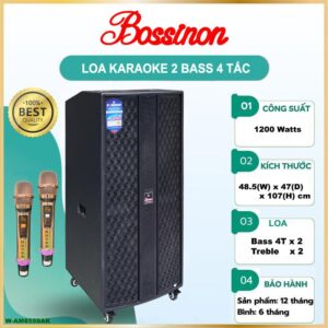 Loa Kéo Bossinon Bass Đôi 4 Tấc W-AM8559AK | Loa Đứng Dùng Bình Chuyên Karaoke, Nghe Nhạc