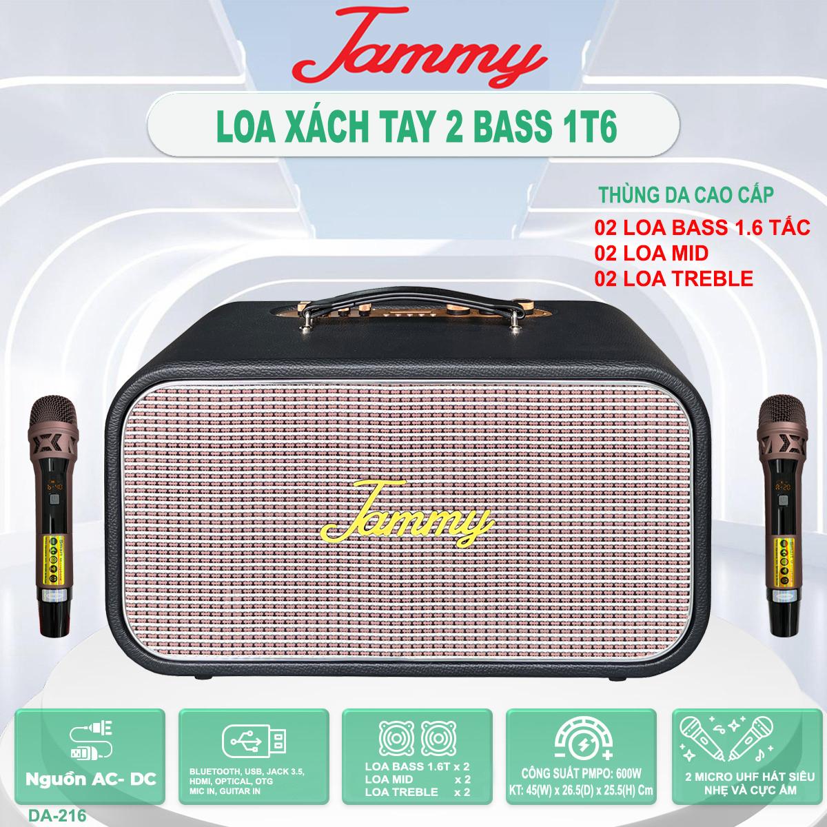 LOA XÁCH TAY JAMMY DA-216 – CÔNG SUẤT 600W - THÙNG BỌC DA - MÀU ĐEN - Ảnh 2