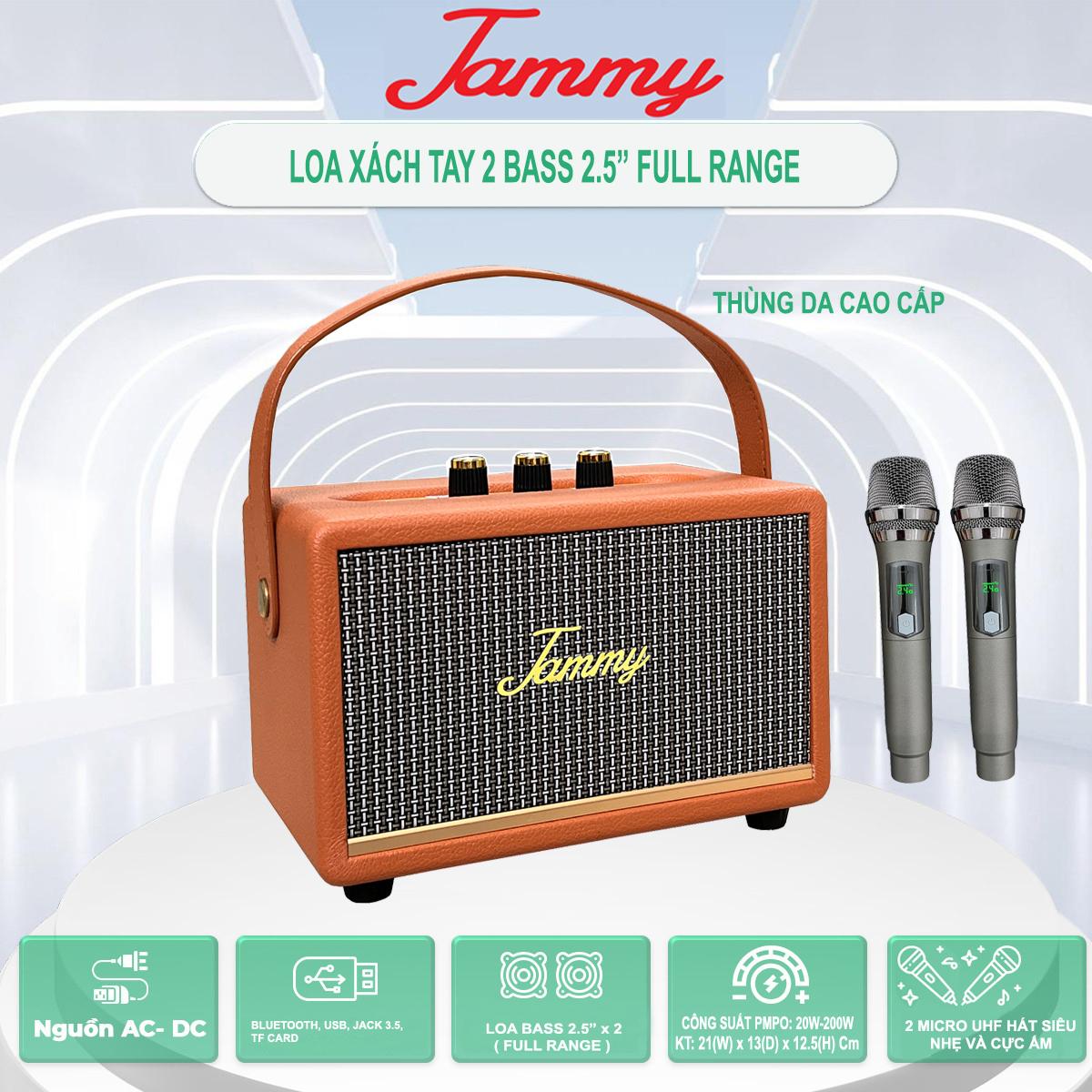 LOA XÁCH TAY MINI JAMMY A212K MÀU NÂU DA BÒ  – CÔNG SUẤT PMPO 20W-200W
