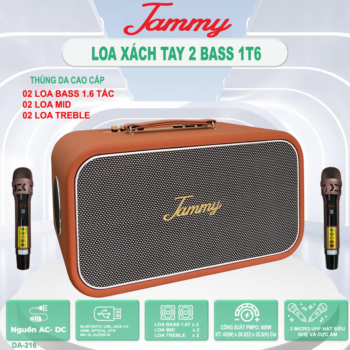 LOA XÁCH TAY JAMMY DA-216 – CÔNG SUẤT 600W - THÙNG BỌC DA CAO CẤP