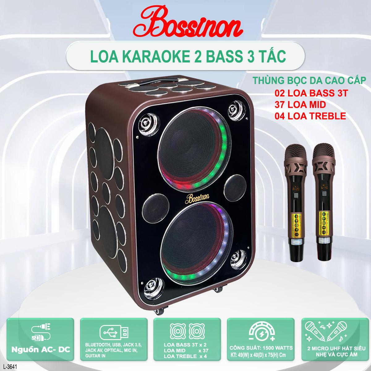 Loa xách tay Bossinon L-3641 Bass Đôi 3 Tấc  | Loa Đứng Dùng Bình Chuyên Karaoke, Nghe Nhạc